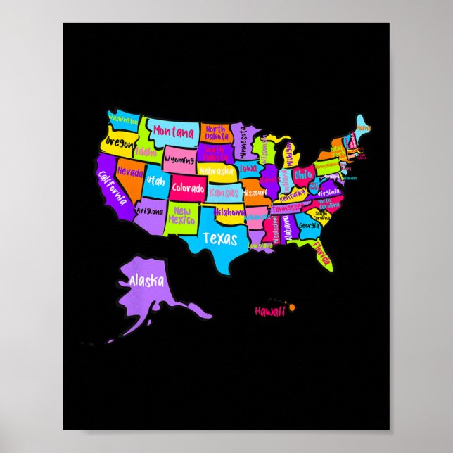 USA Farbtabelle mit Staat N Poster (Vorne)