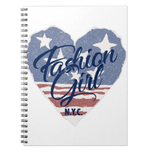 USA Fashion Girl , usa heart flag nyc Notizblock
