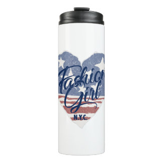 USA Fashion Girl , usa heart flag nyc Thermosbecher