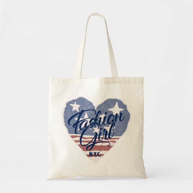 USA Fashion Girl , usa heart flag nyc Tragetasche (Vorne)
