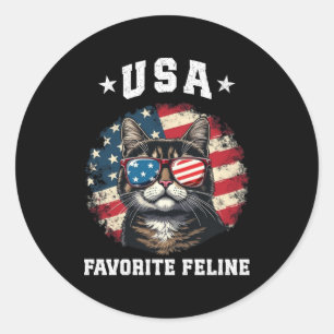 USA Favorite Feline Proud American Cat Spirit Runder Aufkleber