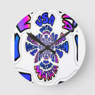 USA-Feier: Schöner Spaß Text Dynamische Kunst Runde Wanduhr