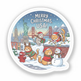 USA-Feiertagskatzen – Süßer Weihnachtssticker mit  Aufkleber