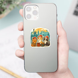 USA-Feiertagskatzen – Süßer Weihnachtssticker mit  Aufkleber