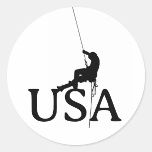 USA Felsenklettern Silhouette Minimalist Runder Aufkleber