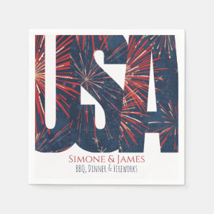 USA Feuerwerk Moderne 4. Juli Party Dekoration Serviette