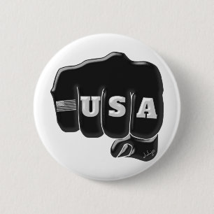USA Fist Bump mit amerikanischer Flagge Button