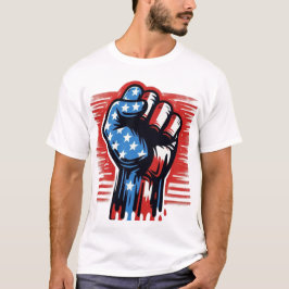 USA Fist Drilling with Red Line background T-Shirt