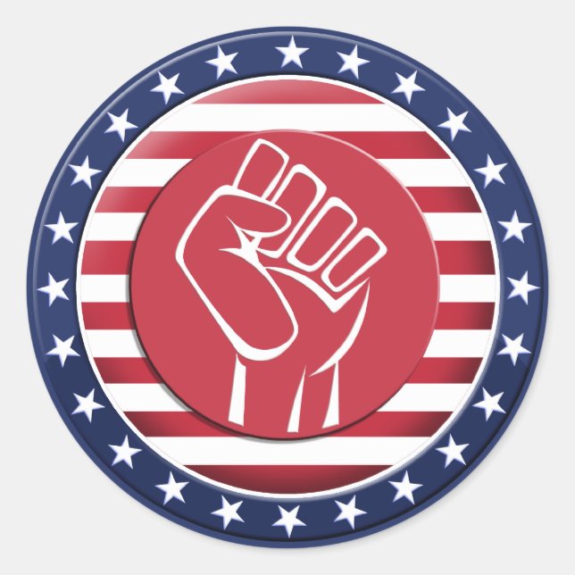 USA Fist Runder Aufkleber (Vorderseite)