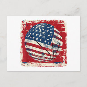 USA Flag 4. Juli Basketball Feiertagspostkarte