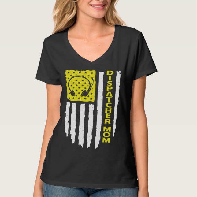 USA Flag 911 Dispatcher Mom Dispatch Operator 911  T-Shirt (Vorderseite)