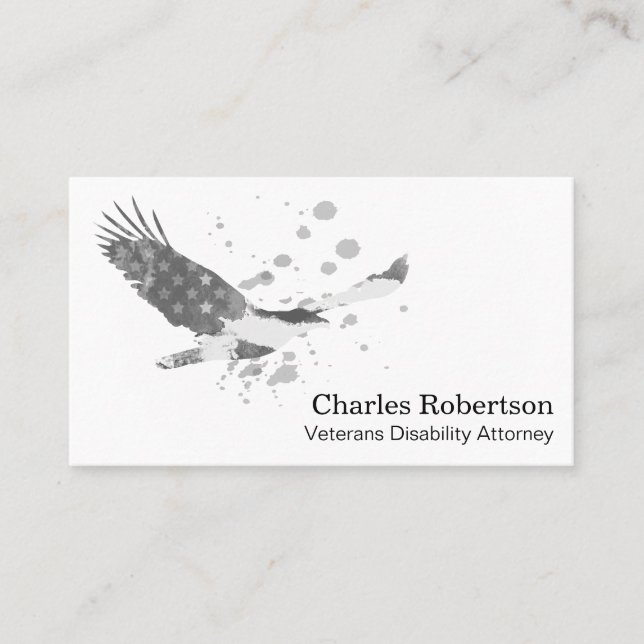 *~* USA Flag Adler American Gray on White Visitenkarte (Vorderseite)