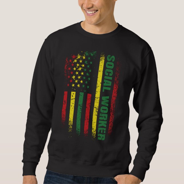 USA Flag African American Black School Social Work Sweatshirt (Vorderseite)