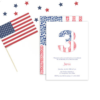 USA Flag Alfresco Garden 3. Geburtstag Party Einladung