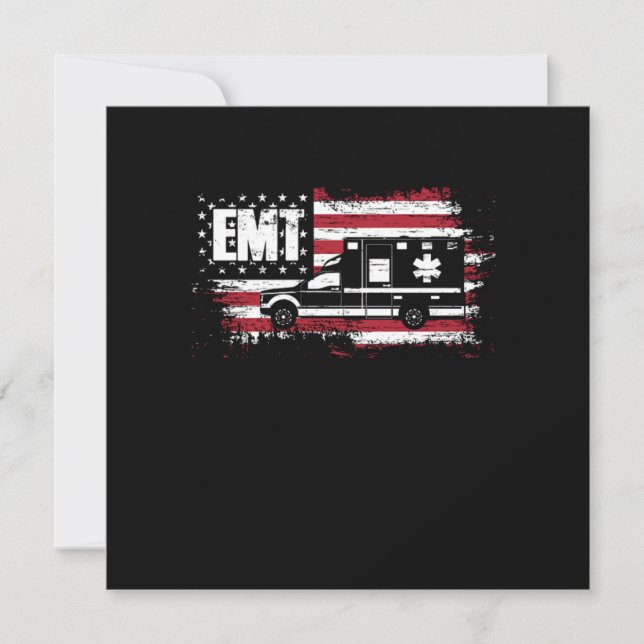 USA Flag Ambulance EMT EMS Doctor First Aid Parame Einladung (Vorderseite)