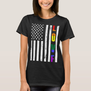 USA Flag American LGBT Lesbian Gay Rights Pride Gi T-Shirt