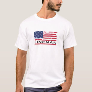 USA Flag American Lineman Patriotic T-Shirt