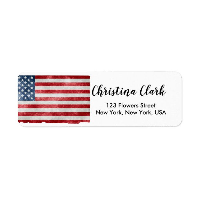 USA Flag American Personalisiert Custom Address (Vorne)
