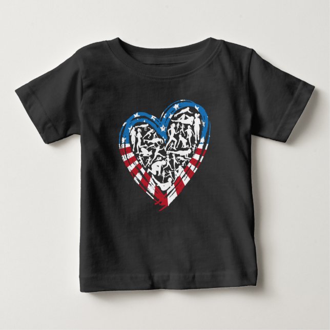USA Flag American Runner - Running Heart Baby T-shirt (Vorderseite)
