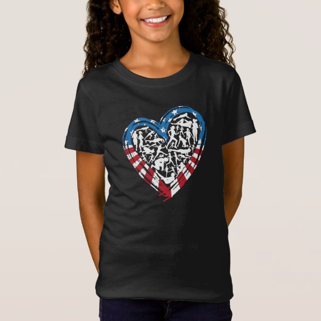 USA Flag American Runner - Running Heart T-Shirt (Vorderseite)
