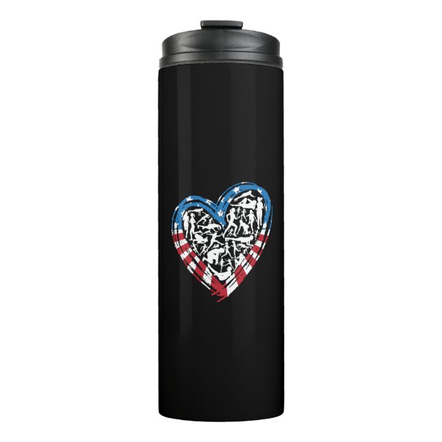 USA Flag American Runner - Running Heart Thermosbecher (Vorderseite)