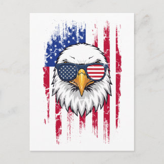 USA Flag And American Bald Eagle Grunge Postkarte