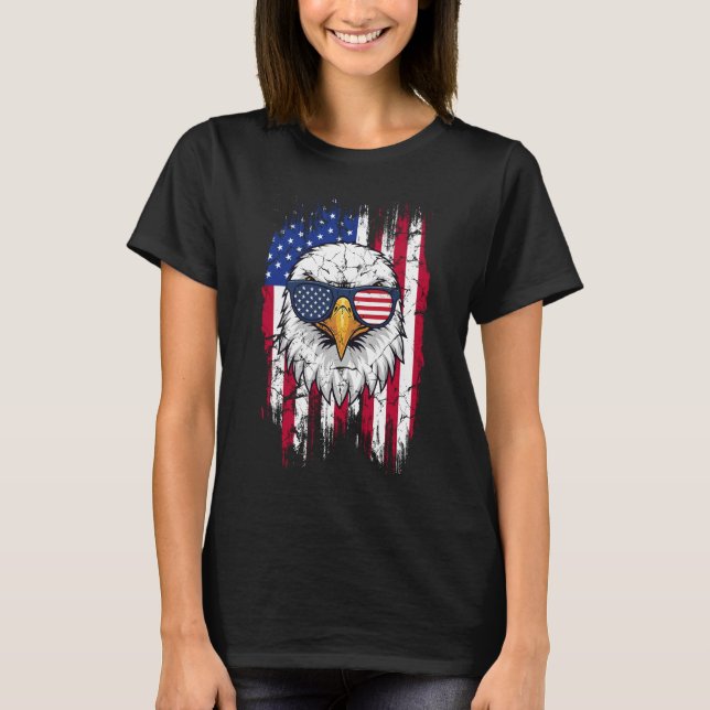 USA Flag And American Bald Eagle Grunge T-Shirt (Vorderseite)