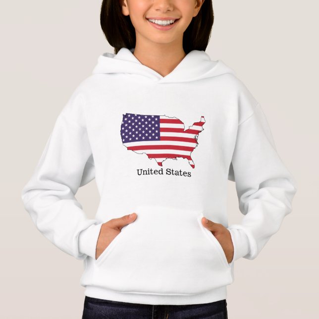 USA Flag and Map Souvenir Design Hoodie (Vorderseite)
