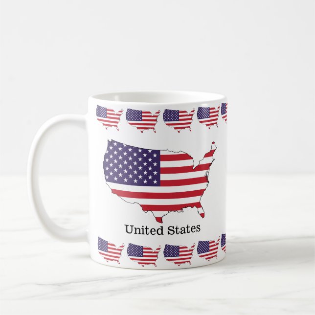 USA Flag and Map Souvenir Design Kaffeetasse (Links)