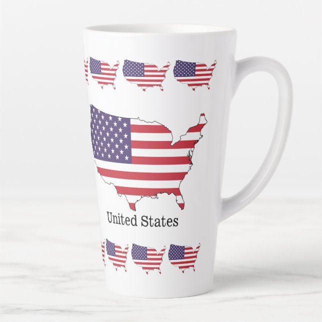 USA Flag and Map Souvenir Design Milchtasse (Rechts)