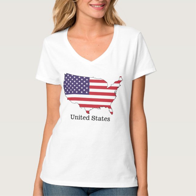 USA Flag and Map Souvenir Design T-Shirt (Vorderseite)