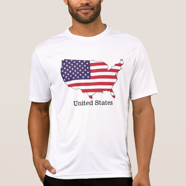 USA Flag and Map Souvenir Design T-Shirt (Vorderseite)