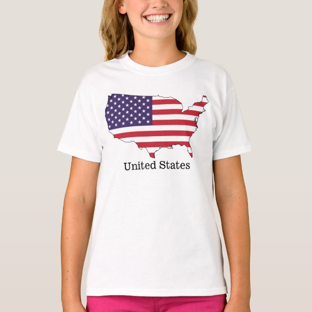 USA Flag and Map Souvenir Design T-Shirt (Vorderseite)