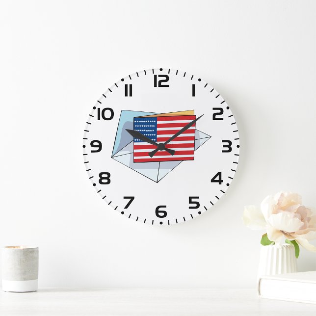 USA-Flag auf Karte Große Wanduhr (Von Creator hochgeladen)