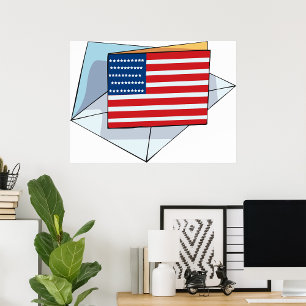 USA-Flag auf Karte Poster