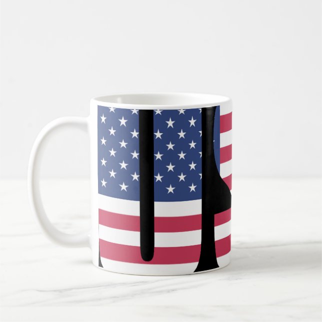 USA Flag Barcode Graphic Mug - Bold Social Comment Kaffeetasse (Links)