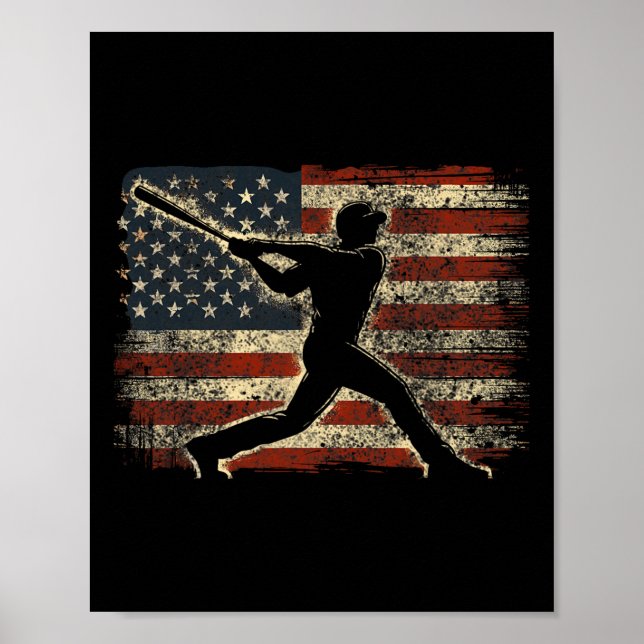 Usa Flag Baseball Player American Flag Baseball Poster (Vorne)