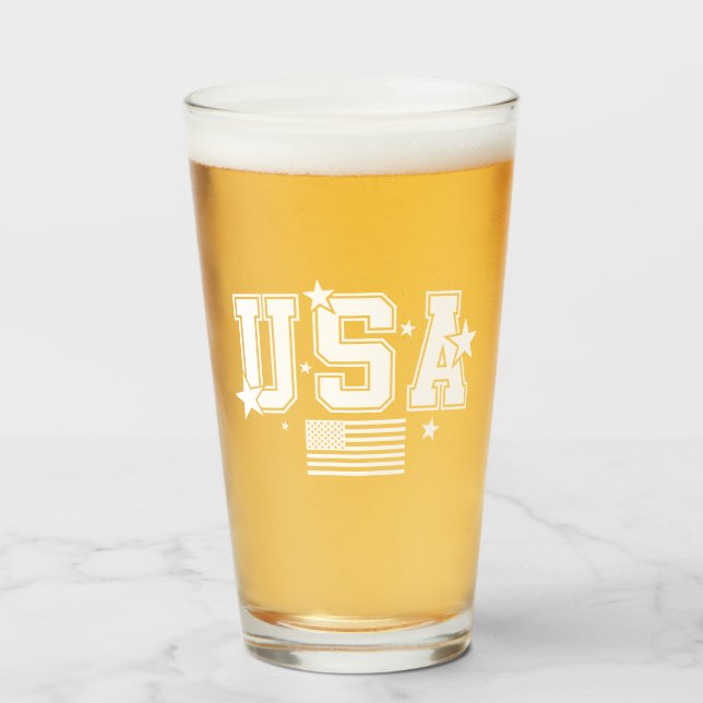 USA Flag Beer Glas (Vorne (Gefüllt))