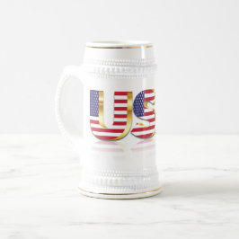 USA Flag Beer Stein Bierglas