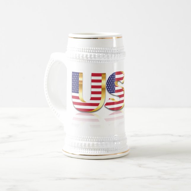 USA Flag Beer Stein Bierglas (Vorderseite Links)