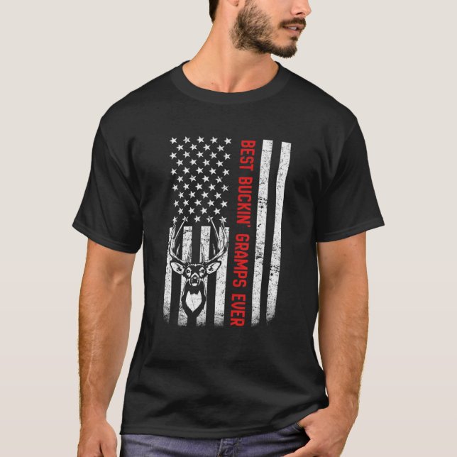 USA Flag Best Buckin' Gramps Ever Deer Jagd Fett T-Shirt (Vorderseite)