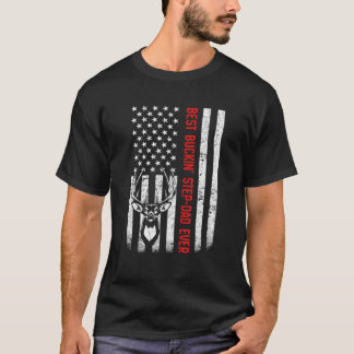 USA Flag Best Buckin' Step-Vater Ever Deer Jagd F T-Shirt