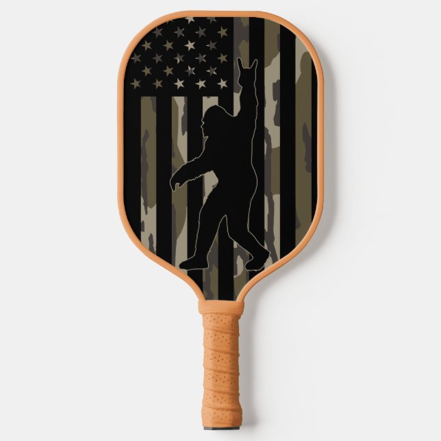USA Flag Bigfoot Bottomland Camouflage Pickleball Schläger (Vorderseite)