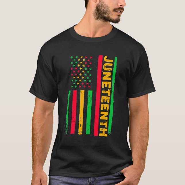 USA Flag Black History Day Afro America T-Shirt (Vorderseite)