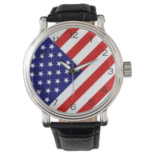 USA Flag Black Numbers (Schwarze Zahlen) Armbanduhr