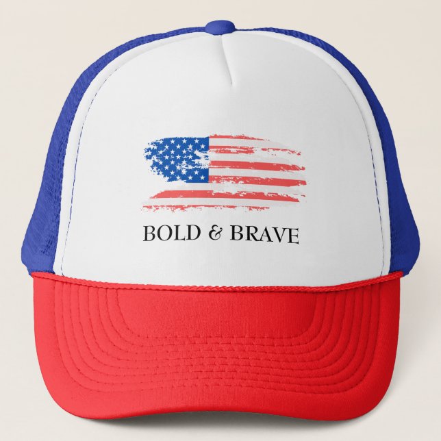 USA FLAG BOLD & BRAVE HAT TRUCKERKAPPE (Vorderseite)