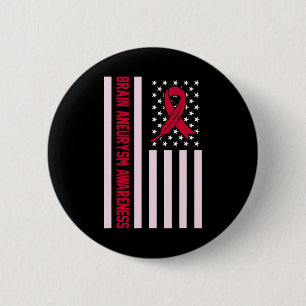 USA Flag Brain Aneurysm Awareness Month Supporter Button