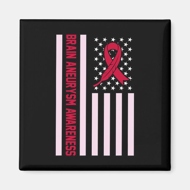 USA Flag Brain Aneurysm Awareness Month Supporter Magnet (Vorne)