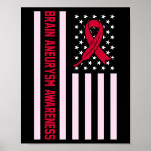 USA Flag Brain Aneurysm Awareness Month Supporter Poster