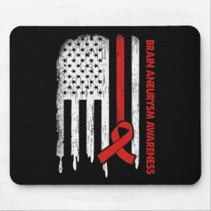 USA Flag Burgundy Ribbon Brain Aneurysm Bewusstsei Mousepad